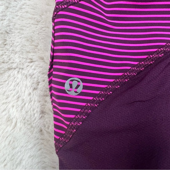 Lululemon Run For Your Life Crop Hyper Stripe Plum Pow Raspberry Glo Light 6 - Picture 5 of 8
